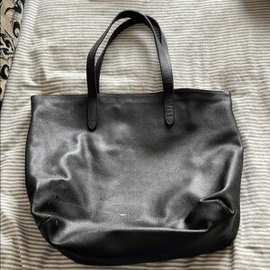 Cuyana Black Leather Tote Bag